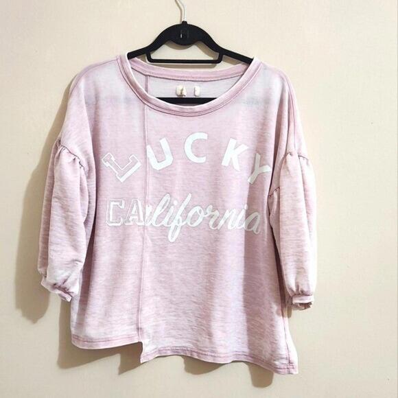 Lucky Brand Tops - Lucky Brand Pink Oversize 3/4 Sleeve Asymmetrical graphic top size M